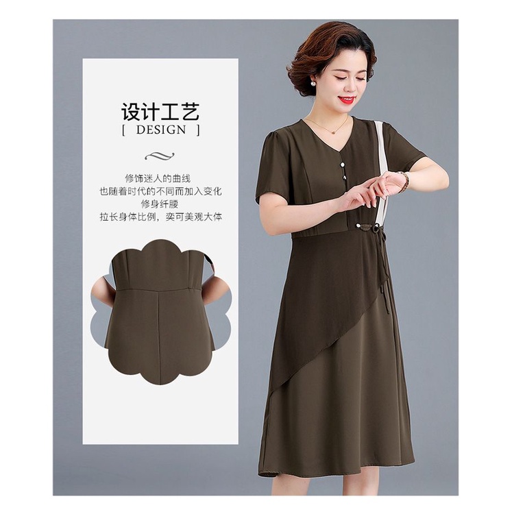 Đầm Chữ a Dáng Rộng Thời Trang Mùa Hè Cho Phụ Nữ Trung Niên