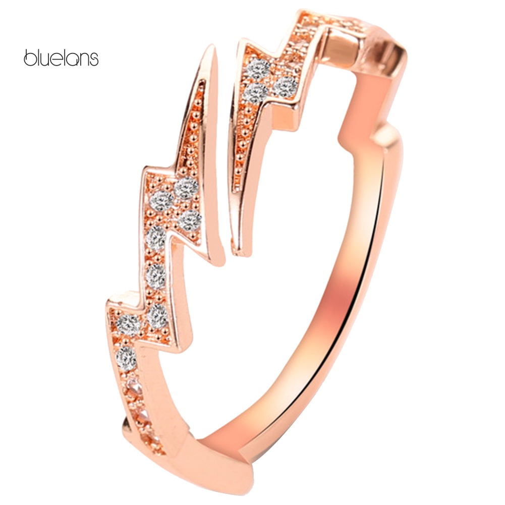 Nhẫn Hở Đính Đá Zircon Hình Tia Chớp Sáng Tạo Cho Nữ