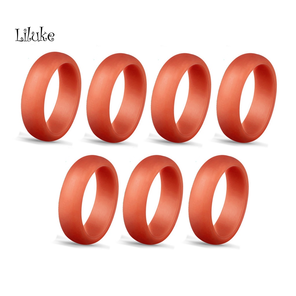 Bộ 7 Nhẫn Silicon Đính Kim Tuyến Nhiều Màu Sắc Thời Trang Cho Nữ