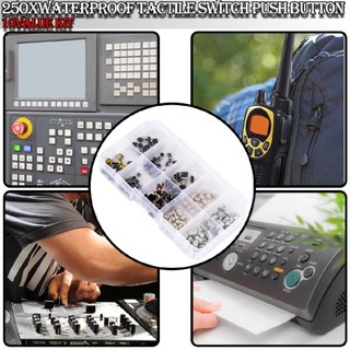 New 250pcs Waterproof Tactile Switch Push Button Micro Momentary Tact 10 Values