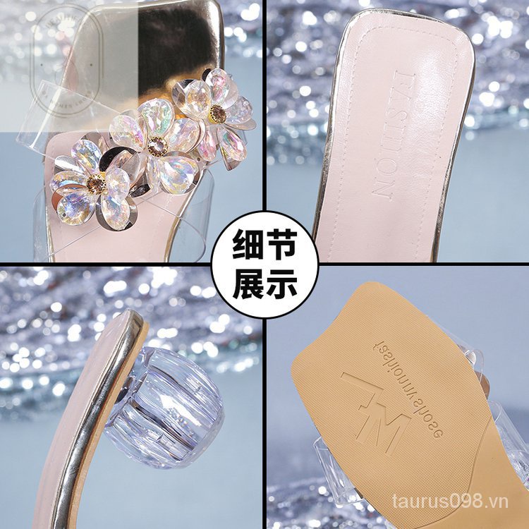 Sandal Cao Gót 6-8cm Chất Liệu Cao Su PU Phong Cách Thời Trang Mới 2023