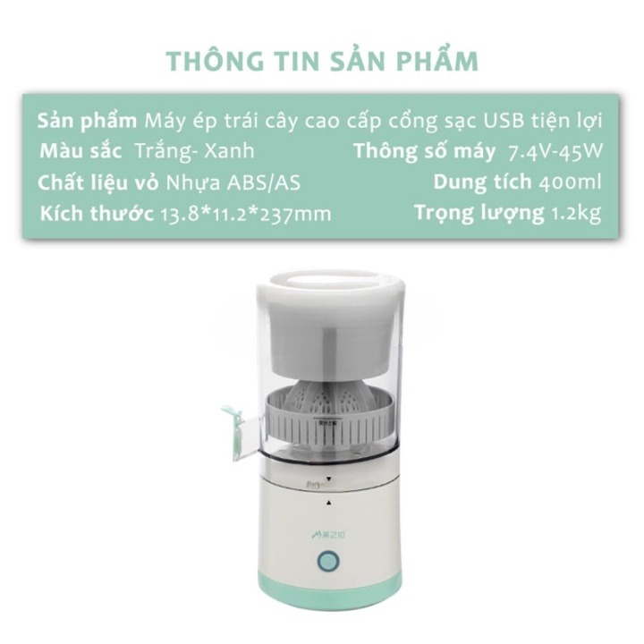 Máy Ép Trái Cây, Hoa Quả Kiêm Máy Vắt Cam MDC1 - Máy Ép Chậm Đa Năng Sử Dụng Sạc USB Tiện Lợi  BH12 Tháng