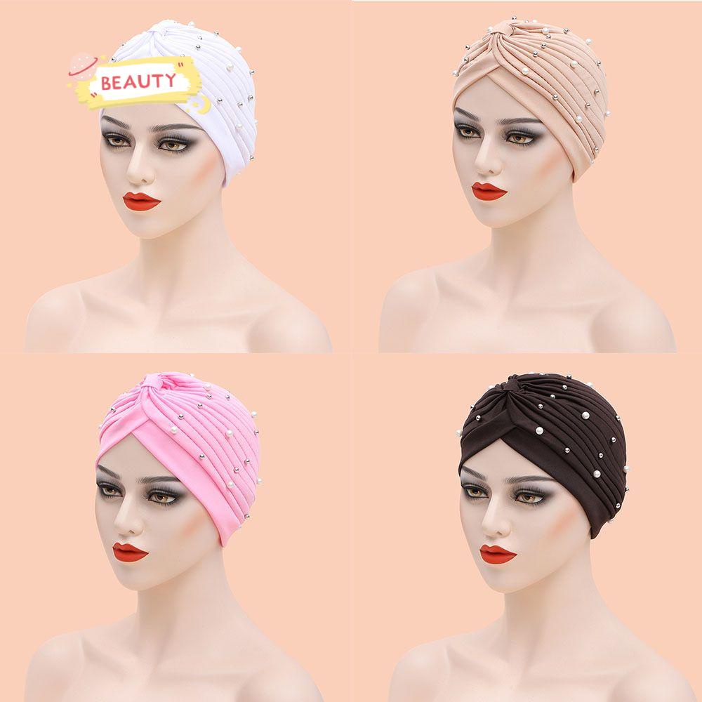 BEAUTY Khăn Trùm Đầu Bằng Polyester Đính Hạt Phong Cách Hồi Giáo