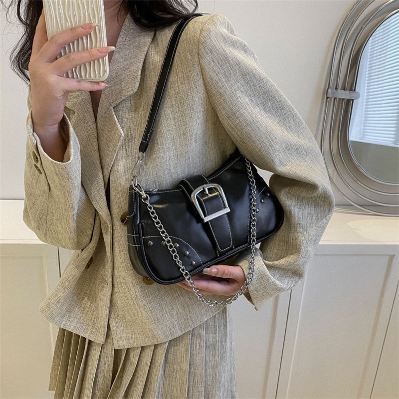 Túi Đeo Vai Đính Đinh Tán Dây Xích Thời Trang Cao Cấp Phong Cách Retro Cho Nữ