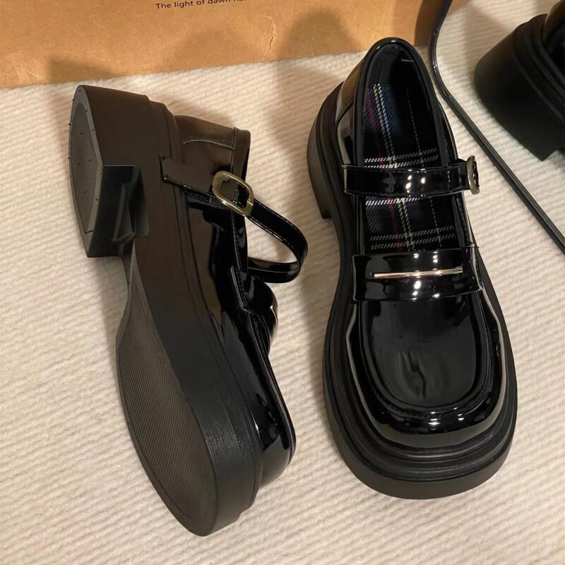 OPAL Giày Lười Da Đế Dày Phong Cách Retro Nhật Bản Cho Nữ