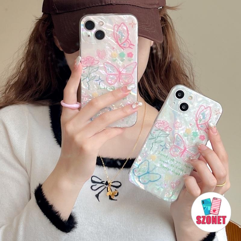 Ốp Điện Thoại Mềm Chống Sốc Hai Lớp Họa Tiết Hoa Bướm Cho iPhone 14 13 12 11 Pro Max 14 Plus