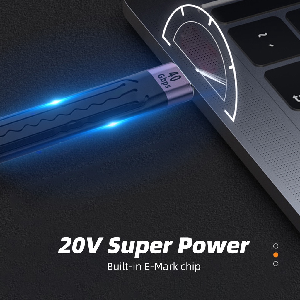 Cáp sạc nhanh FONKEN USB 4.0 Gen3 Thunderbolt 3 PD 100W 5A 8K @ 60Hz USB Type C 40Gbps chuyên dụng