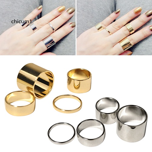 Set 4 Nhẫn Đeo Khớp Ngón Tay Kim Loại Thời Trang Nữ