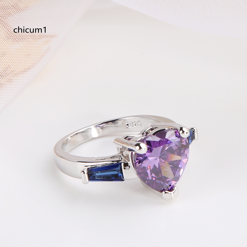 Nhẫn Đính Hôn Đính Đá Quý Nhân Tạo Hình Trái Tim Thời Trang Dành Cho Nữ