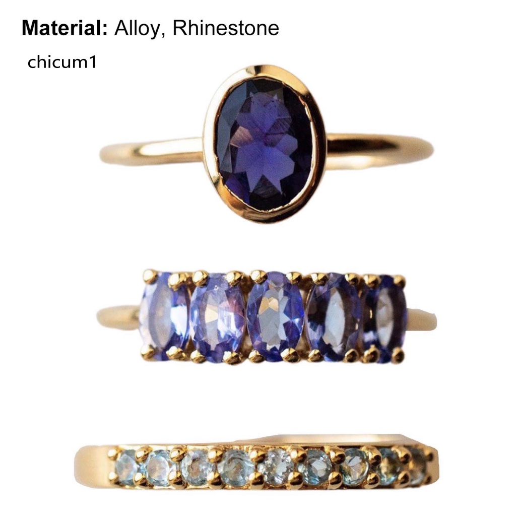 Set 3 Nhẫn Hợp Kim Bắt Mắt Sáng Tạo Thời Trang Cho Nữ