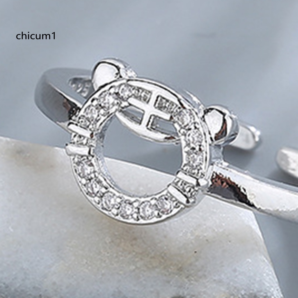 Nhẫn Hở Mạ Bạc Đính Đá Lấp Lánh Chống Mài Mòn Thời Trang Cho Nữ