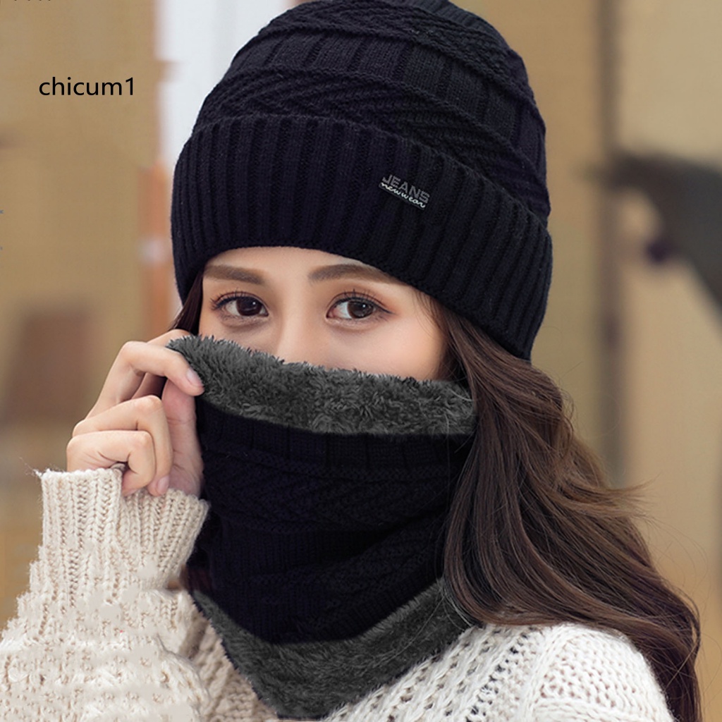 Set 2 Mũ Len Che Phủ Cổ Giữ Ấm Mùa Đông Dành Cho Nữ