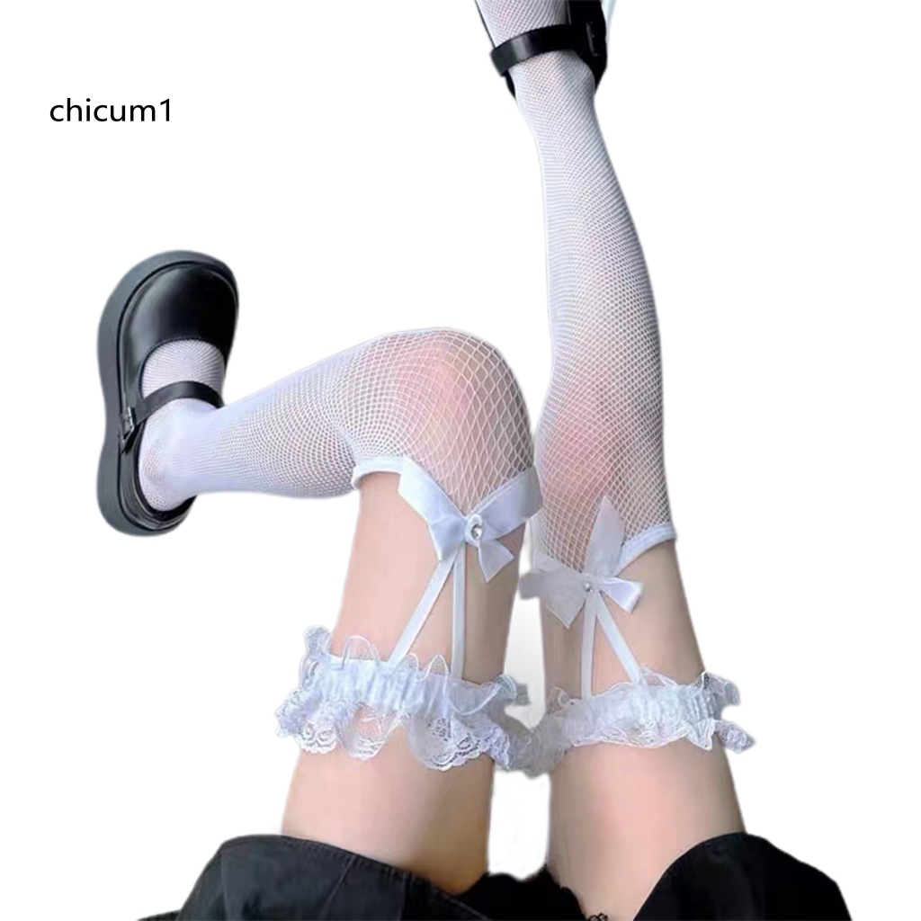 1 Đôi Tất Lưới Co Giãn Xuyên Thấu Màu Sắc Thời Trang Cho Nữ