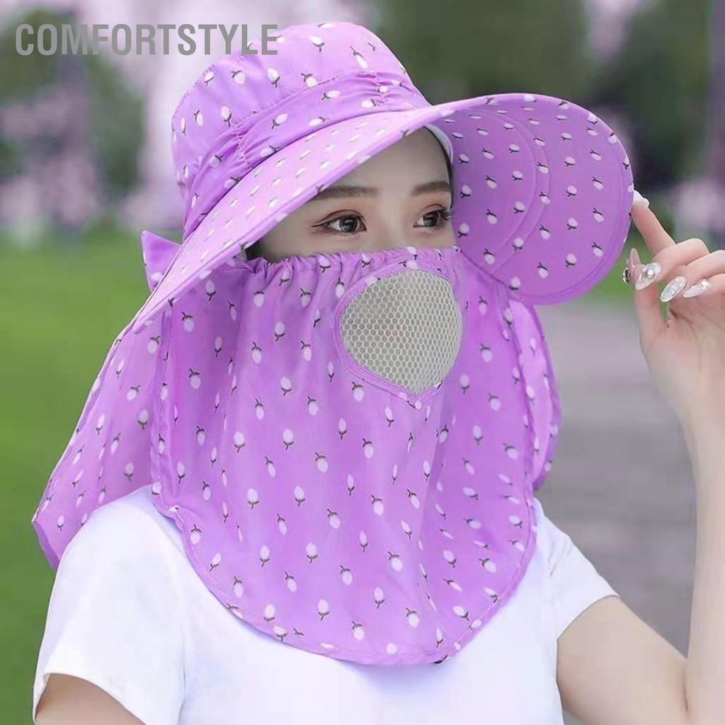 Comfortstyle Mũ Chống Nắng Rộng Vành Có Cổ Vạt Mặt Che Tia UV Polyester Mùa Hè Nón Câu Cá Cắm Trại Chèo Thuyền Đi Bộ Đường Dài