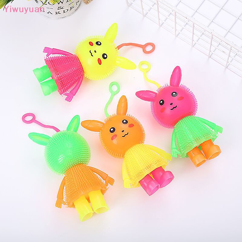 < Yiwuyuan > Đồ Chơi Bóng Mềm Co Giãn Hình Thỏ Nhỏ Phát Sáng Nhiều Màu Sắc Làm Quà Tặng Phục Sinh Cho Trẻ Em