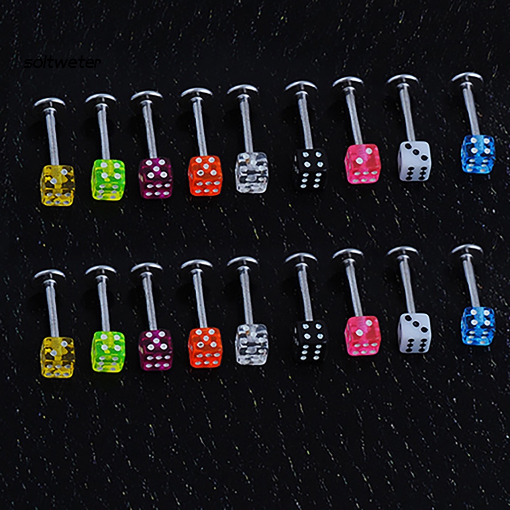 St Bông Tai Đinh Tán Hình Xúc Xắc Mini Đẹp Mắt Cho Trang Điểm / Phòng