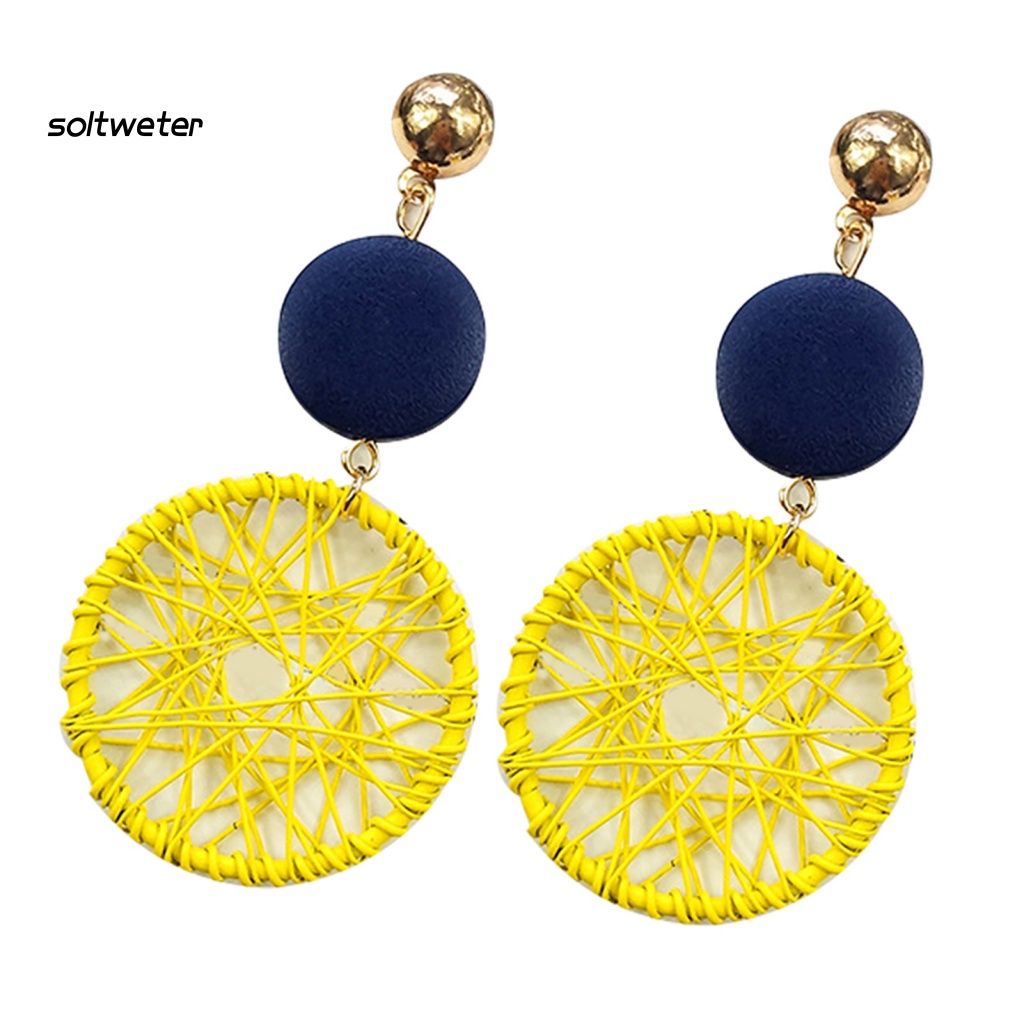 1 Đôi Bông Tai Hình Tròn Rỗng Dài Sáng Tạo Cho Nữ