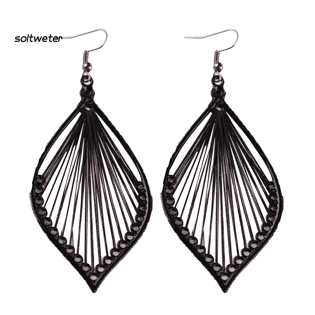 1 Đôi Bông Tai Hình Chiếc Lá Bằng Hợp Kim Thiết Kế Đục Lỗ Thời Trang Dự Tiệc