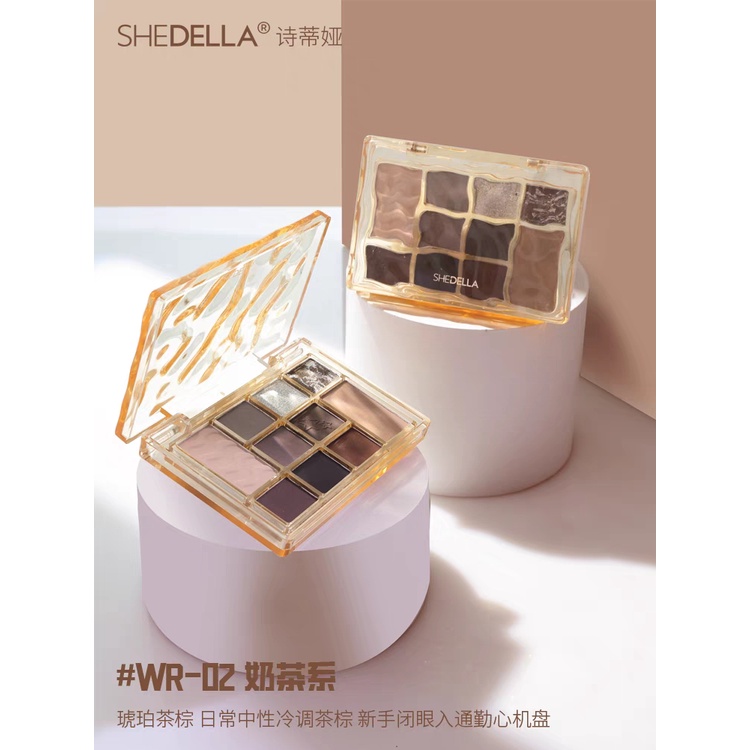 Bảng Phấn Mắt SHEDELLA Mười Màu Lì Sáng Đất Cho Học Sinh