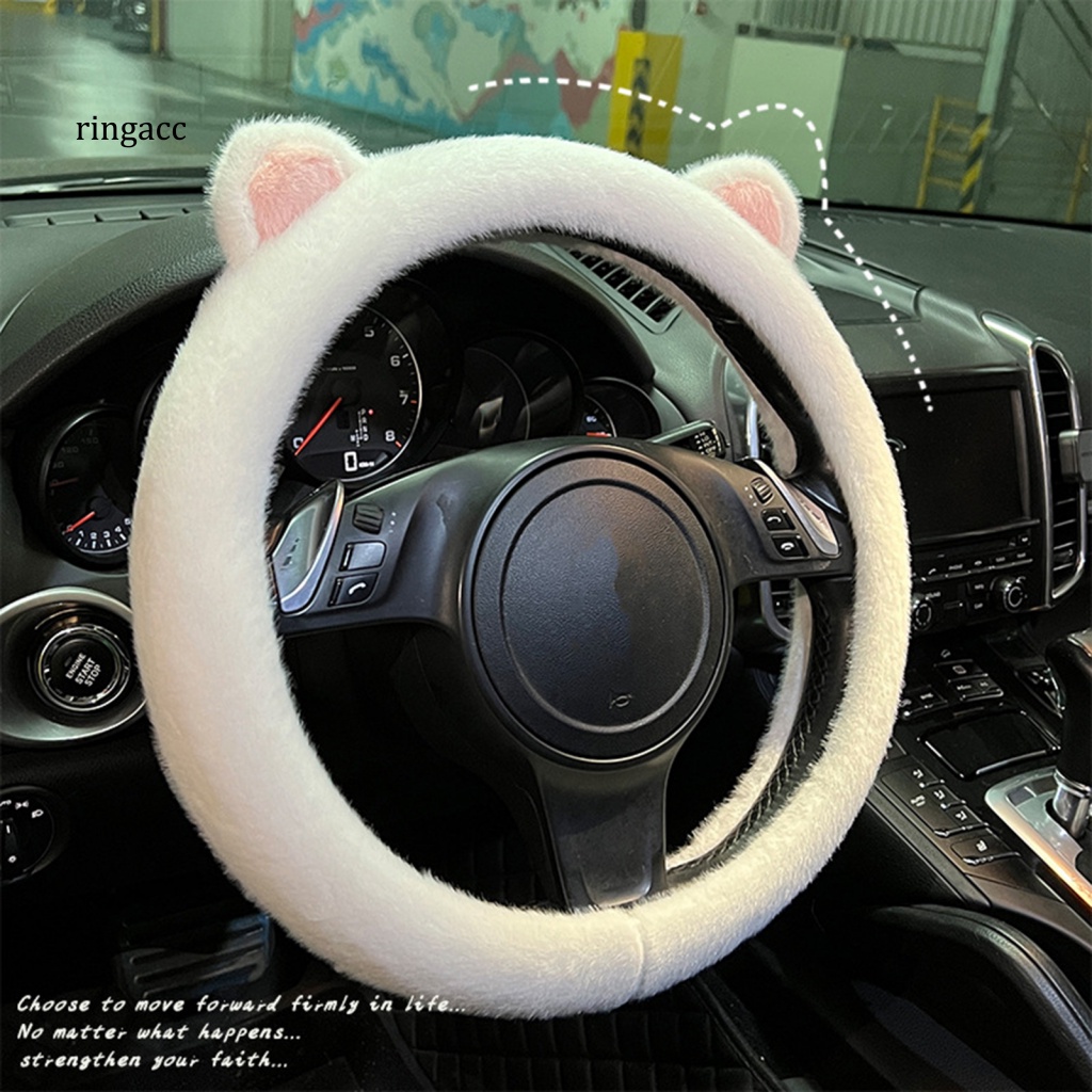 Vỏ Bọc Vô Lăng Xe Hơi Hình Tai Mèo Phủ Lông Dễ Thương Thoải Mái Chống Lạnh Trang Trí Nội Thất