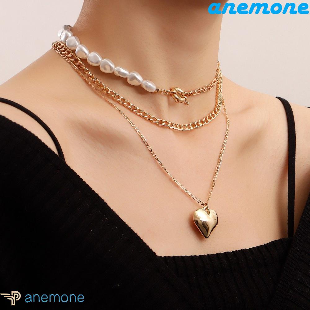 ANEMONE Vòng cổ Nhiều Tầng Phong Cách Hàn Quốc Thời Trang Cho Nữ