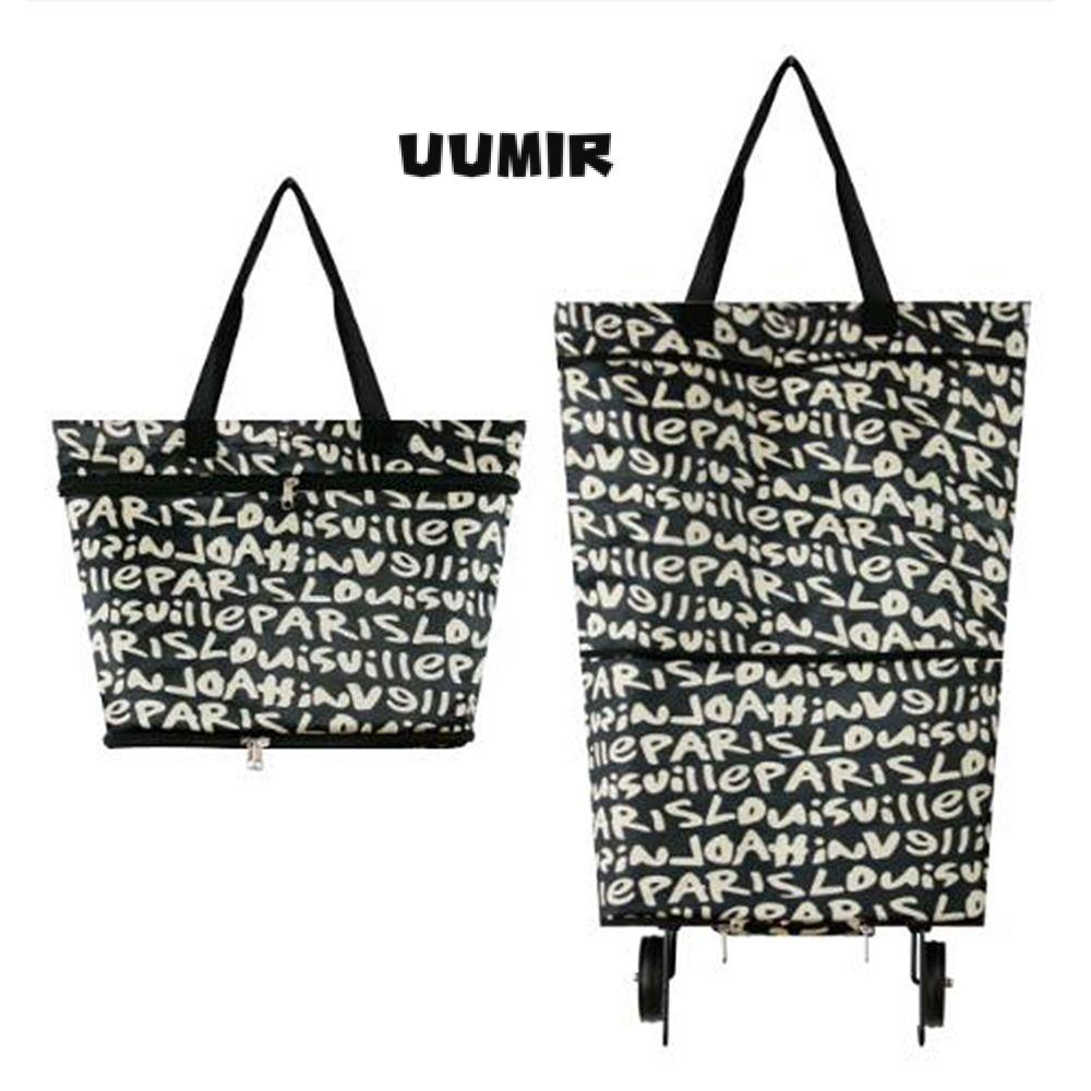 UUMIR Xe Đẩy Mua Sắm In Chữ Có Bánh Xe Kéo Chống Thấm Nước Tiện Dụng