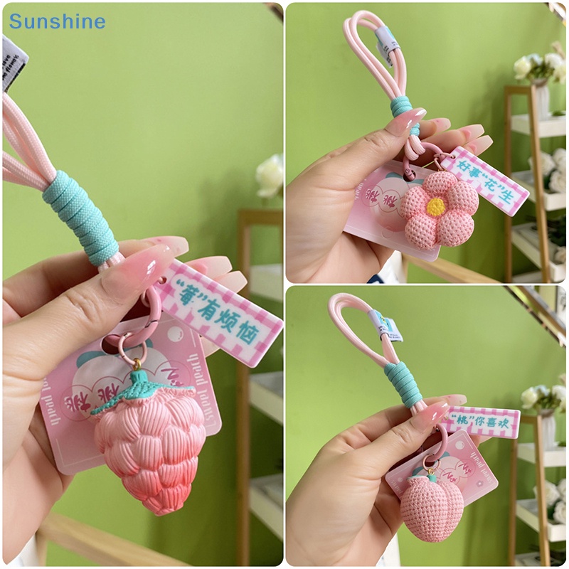 1 Móc Khóa Hình Bông Hoa / Quả Đào Xinh Xắn Thời Trang