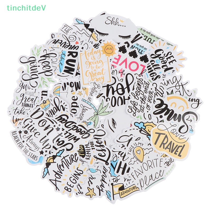 Bộ 50 Sticker Câu Trích Dẫn Động Lực Chống Thấm Nước Dùng Trang Trí Ván Trượt Laptop Diy