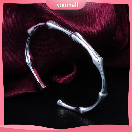 Vòng Tay Dạng Hở Mạ Bạc Hình Cây Tre Thời Trang Cho Nữ