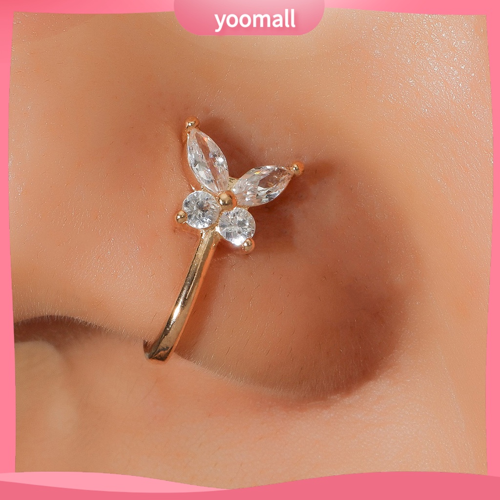 Khuyên Mũi Hình Bướm Đính Đá Mạ Điện Đơn Giản