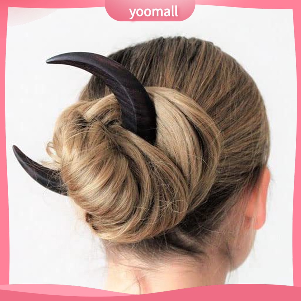 Trâm Cài Tóc Bằng Gỗ Hình Bán Nguyệt / Mặt Trăng Phong Cách Cổ Điển Thanh Lịch Dành Cho Nữ