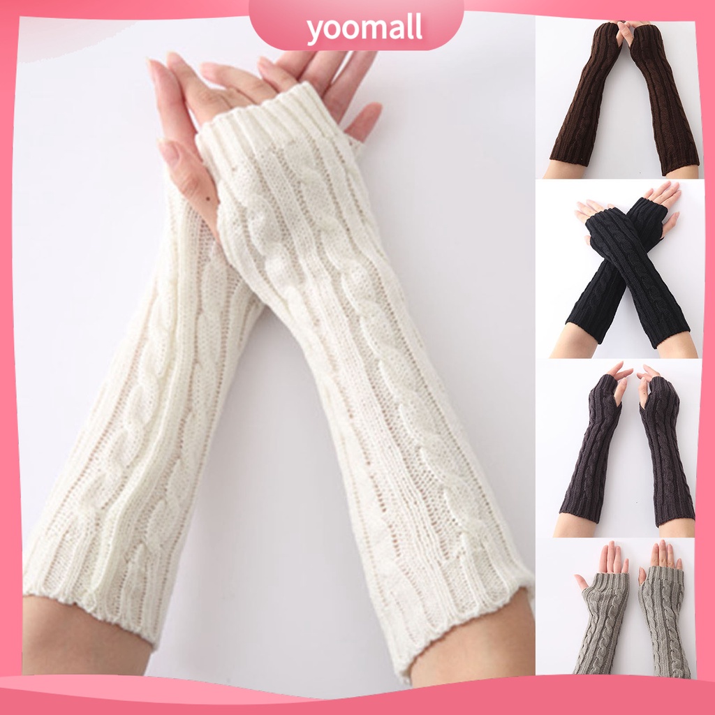 1 Đôi Găng Tay Giữ Ấm Cánh Tay Màu Sắc Đơn Giản Cho Nữ