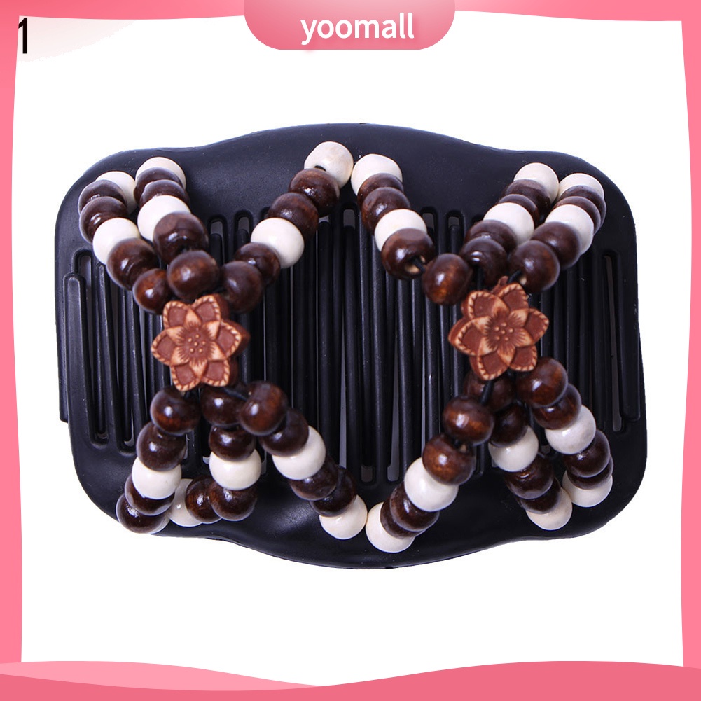 Lược Cài Tóc Đính Hạt Gỗ Đôi Tạo Kiểu Tóc Thời Trang Cho Nữ