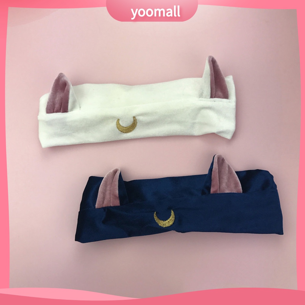 Băng Đô Tai Mèo Co Giãn Họa Tiết Thủy Thủ Mặt Trăng Dành Cho Trang Điểm Rửa Mặt