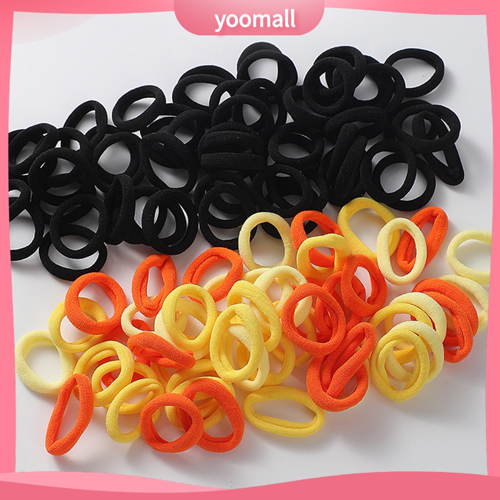 Set 100 Dây Buộc Tóc Co Giãn Chống Rơi Màu Sắc Kẹo Ngọt Dành Cho Trẻ Em