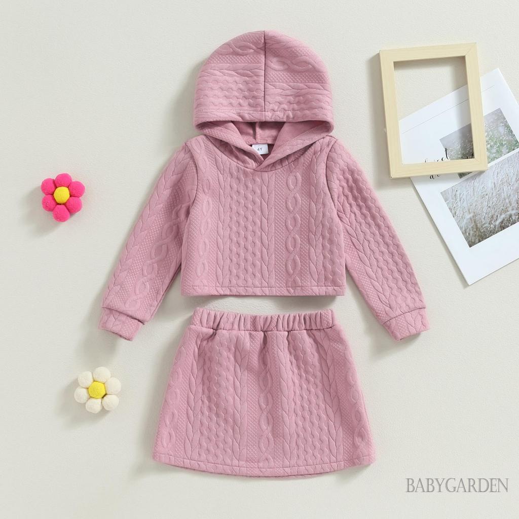Set Áo Hoodie Và Chân Váy Lưng Thun Màu Sắc Xinh Xắn Cho Bé Gái 4-7 Tuổi