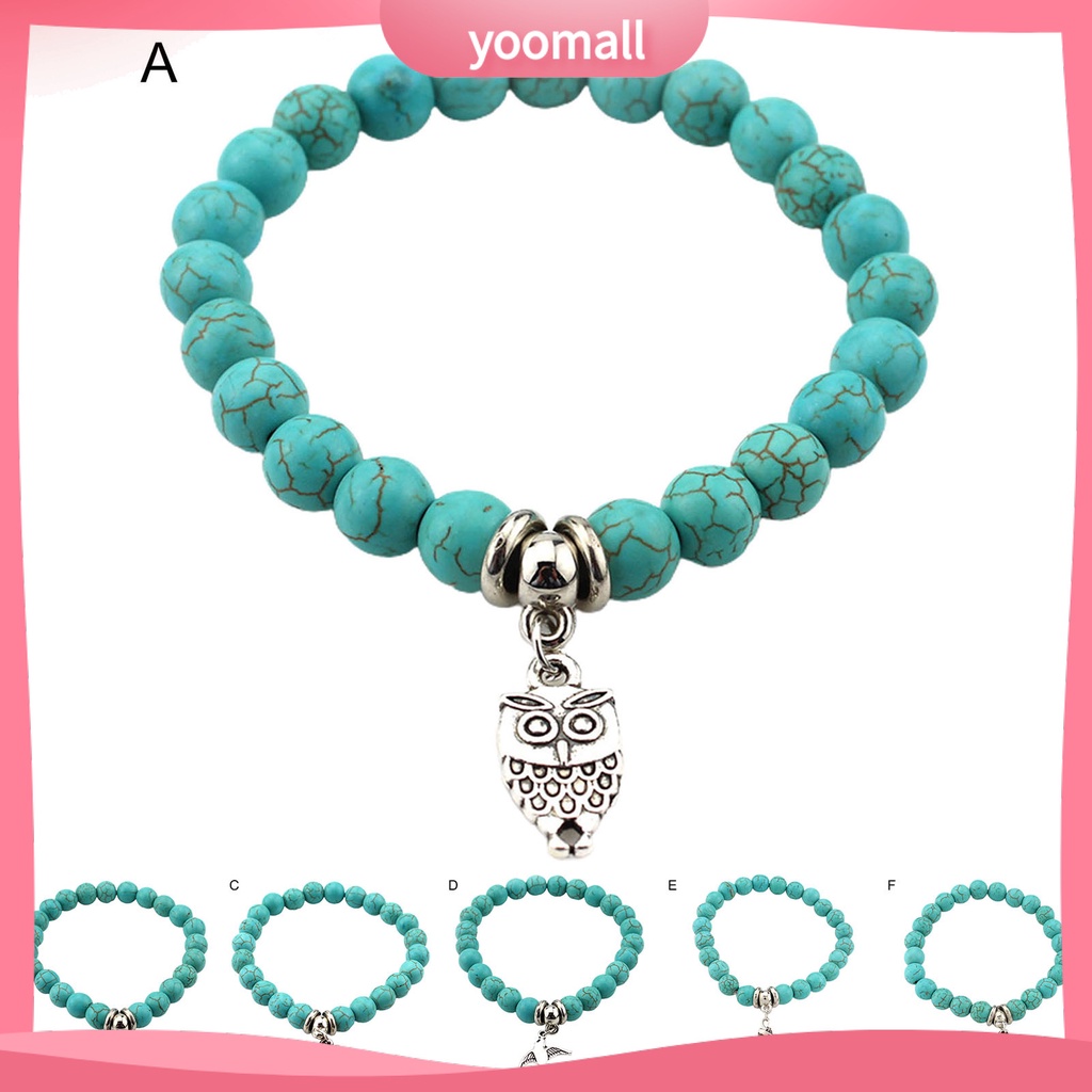 [YM] Vòng Tay Chuỗi Hạt Ngọc Lam Giả Hình Cú Mèo Trang Sức Lâu Trôi Làm Quà Tặng Cho Bạn