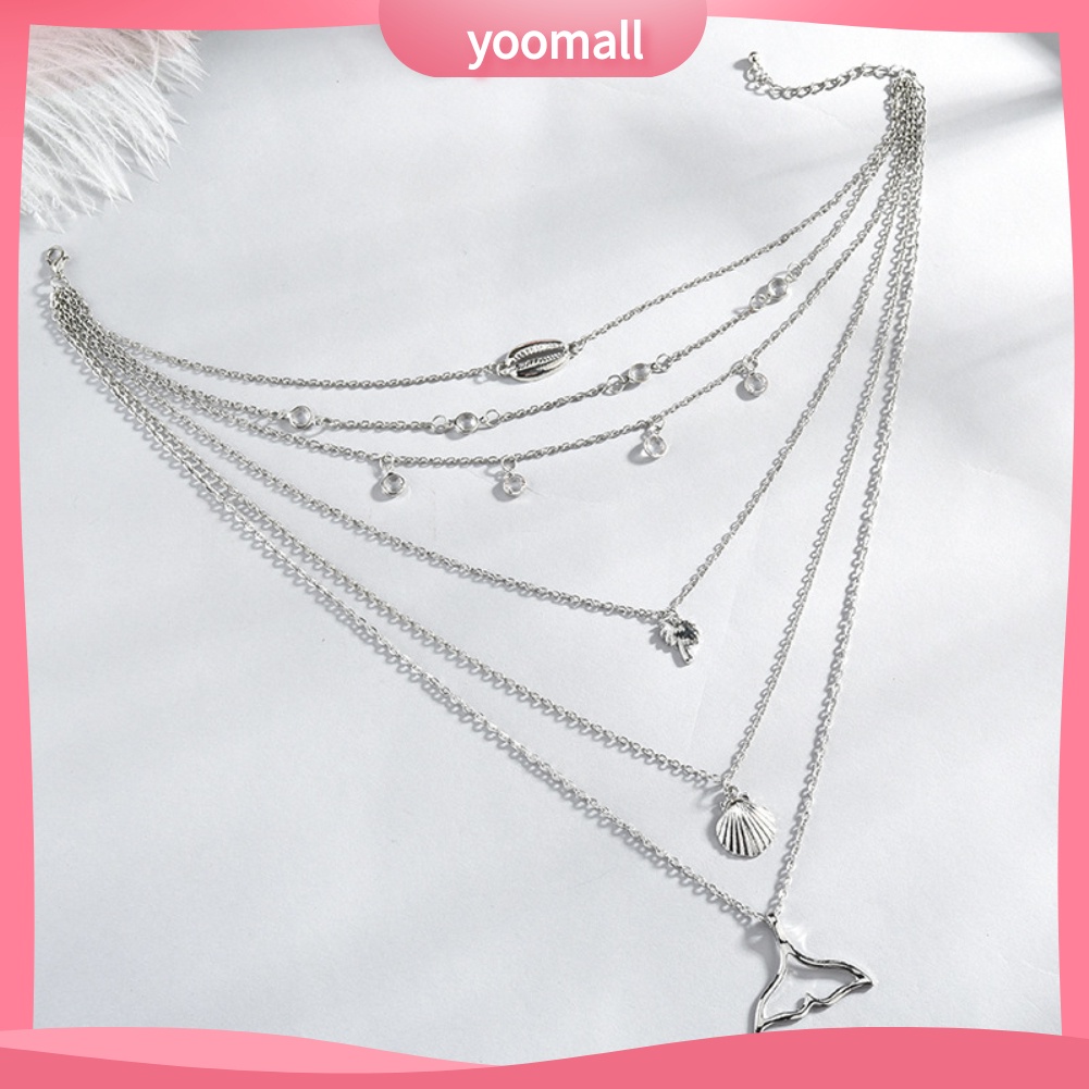 Vòng Cổ Choker Nhiều Lớp Mặt Hình Cây Dừa Và Đuôi Cá Thời Trang Cho Nữ