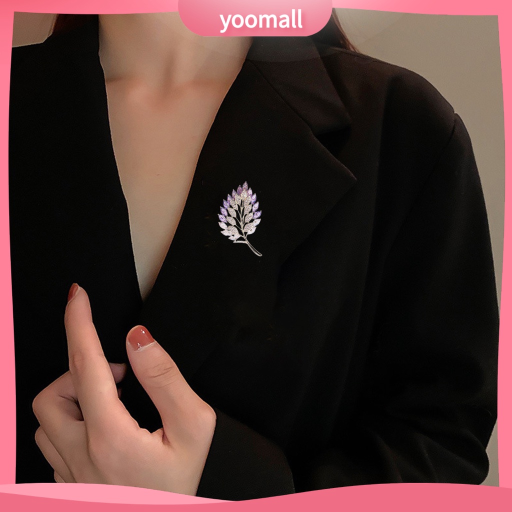 Ghim Cài Áo Hình Chiếc Lá Đính Đá Thời Trang