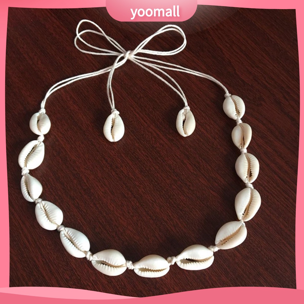 [YM] Vòng Cổ Choker Dệt Tay Mặt Vỏ Sò Biển Hawaii Làm Quà Tặng Cho Nữ
