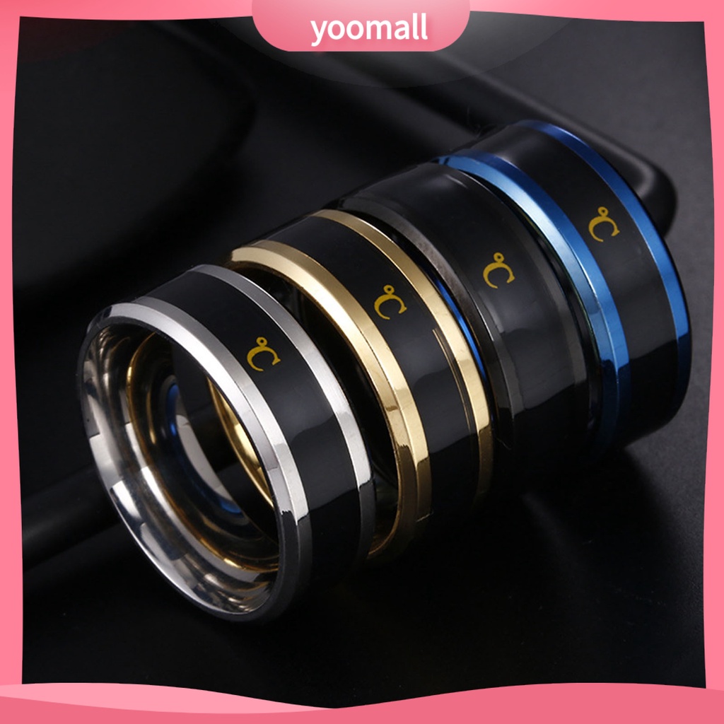 Nhẫn Thép Không Gỉ Hiển Thị Nhiệt Độ Thời Gian Thực Tế Cho Nam Nữ