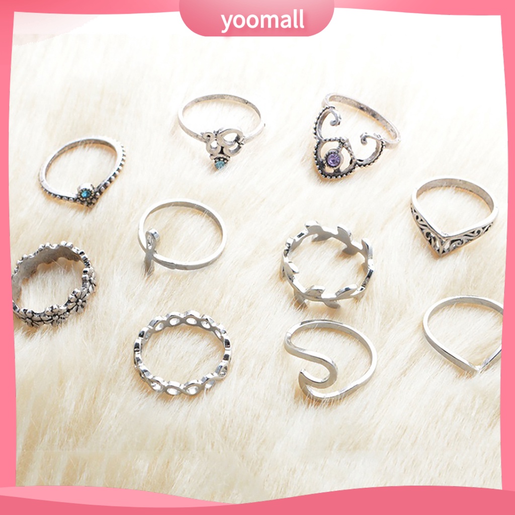 Set 10 Nhẫn Đeo Khớp Ngón Tay Phong Cách Vintage