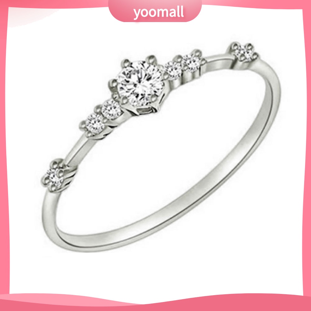 Nhẫn Đính Hôn Mỏng Đính Đá Thời Trang Dành Cho Nữ