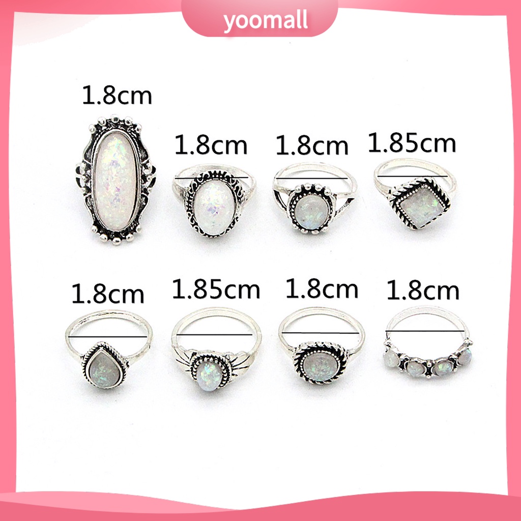 Set 8 Nhẫn Đeo Khớp Ngón Tay Nhiều Màu Sắc Thời Trang