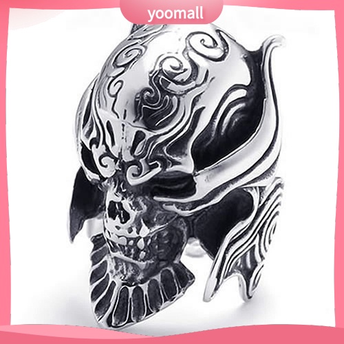 Nhẫn Thép Không Gỉ Hình Đầu Lâu Chiến Binh Thời Trang Punk Gothic Cho Nam