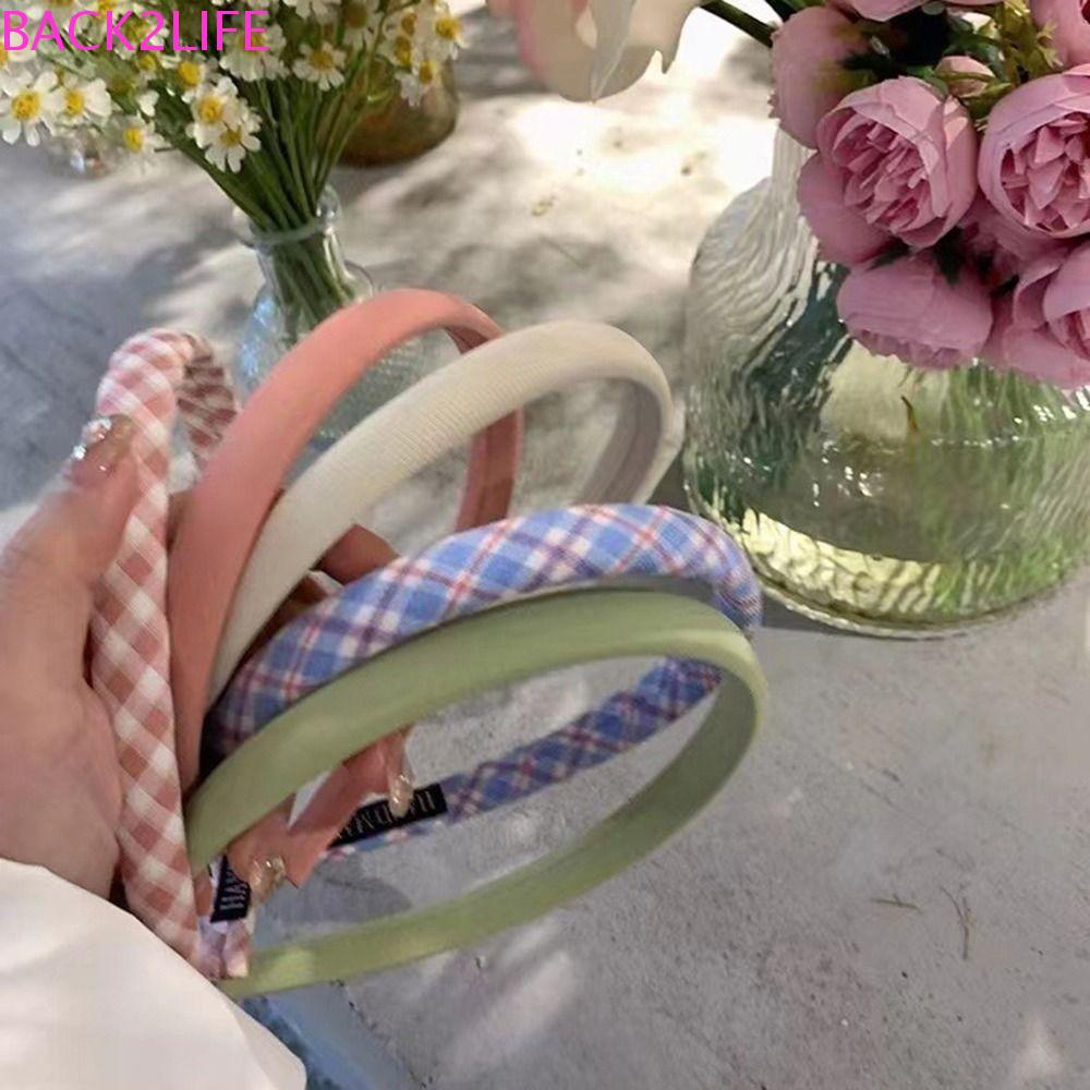 BACK2LIFE Băng Đô Cài Tóc Họa Tiết Caro Dễ Thương Cho Nữ