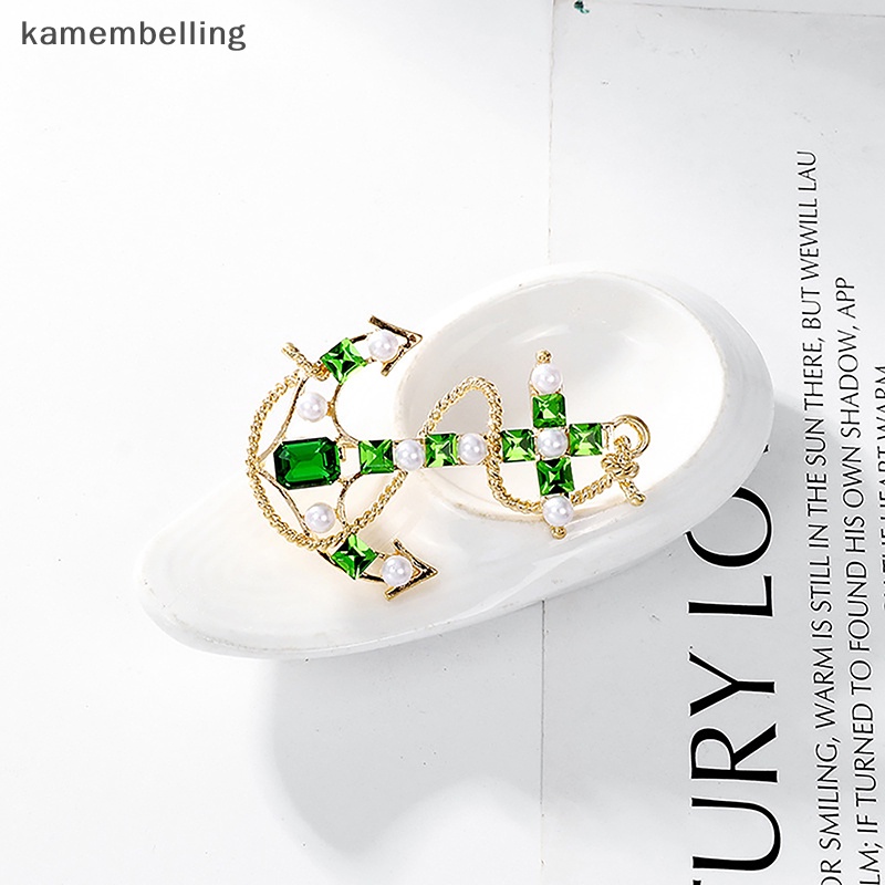 Ghim Cài Áo Hình Mỏ Neo Thuyền Màu Xanh Lá Phong Cách Baroque Cổ Điển Thời Trang Cho Nữ