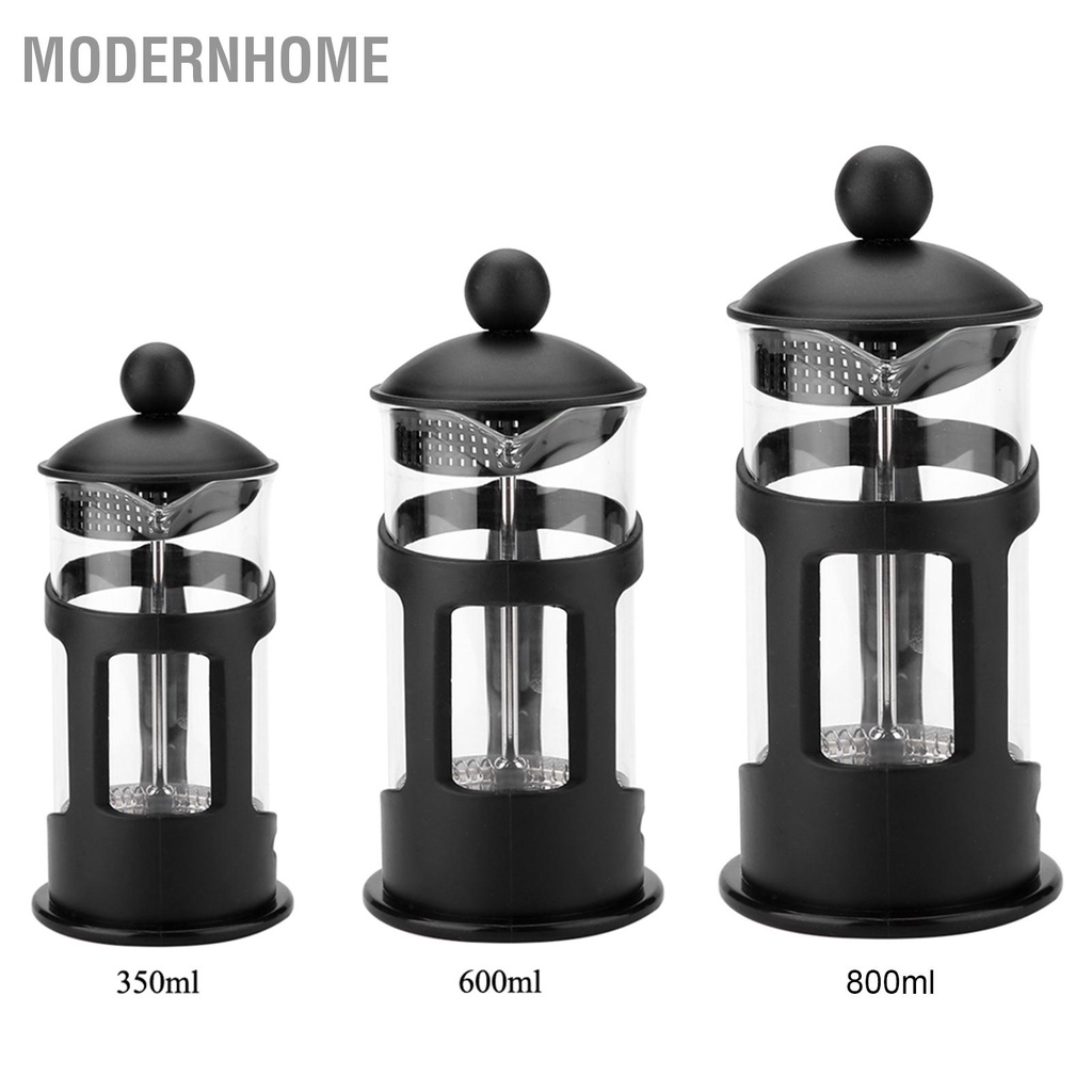 ModernHome Máy pha cà phê thủy tinh bằng thép không gỉ cầm tay ép kiểu Pháp Văn phòng tại nhà Bình trà