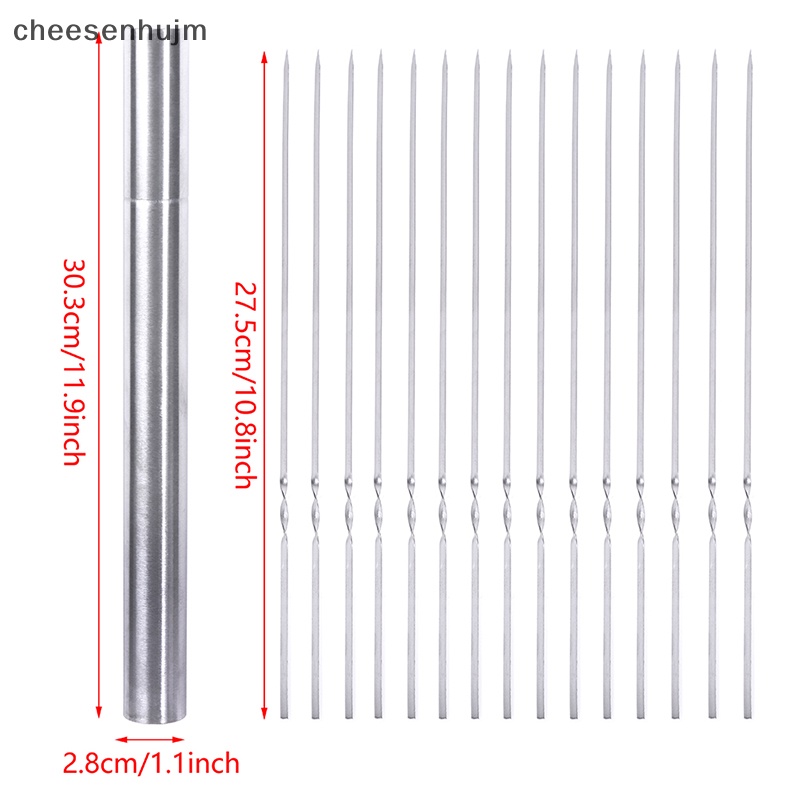 Bộ 15 Cái Xiên Nướng BBQ Bằng Thép Không Gỉ Tái Sử Dụng Được Kèm Hộp Đựng