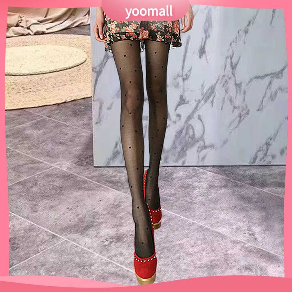 [YM] Quần Tất Jacquard Họa Tiết Trái Tim Phong Cách Jacquard Thời Trang Nữ